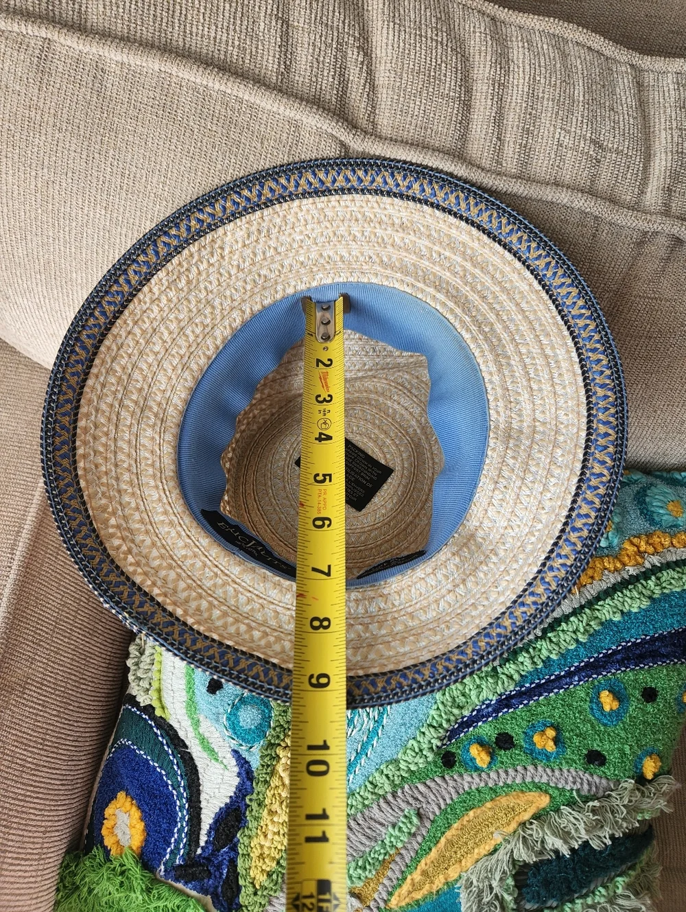 Straw Boater Hat with Navy Accent - Picture 9 of 10